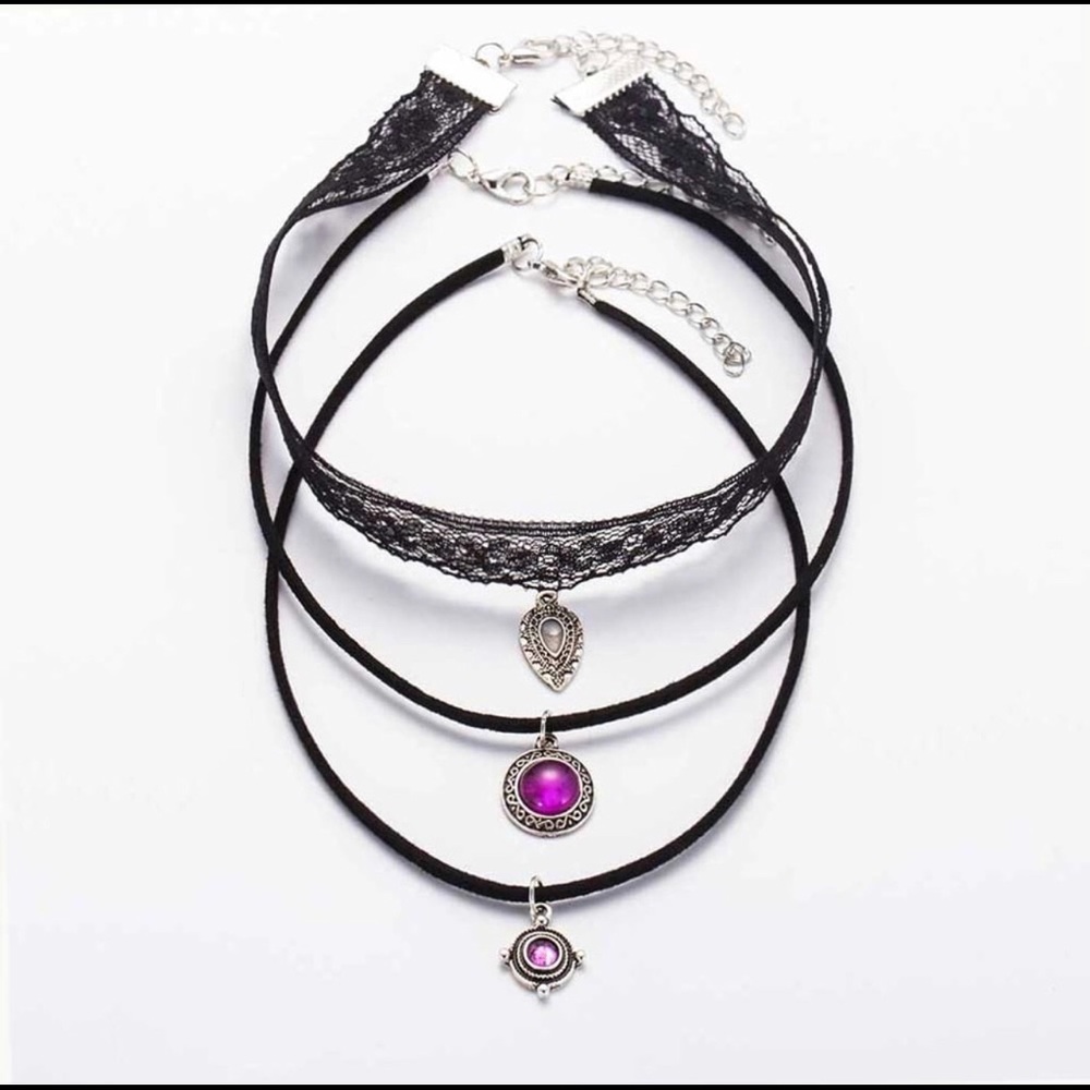 💫 Lot of 3 Necklaces choker Lace